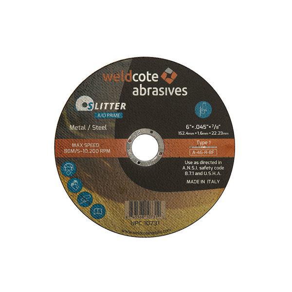 Weldcote Cut-Off Wheel 5 X .045 X 5/8-11 T27, A-46-R-Bf Slitter A-Prime 10737